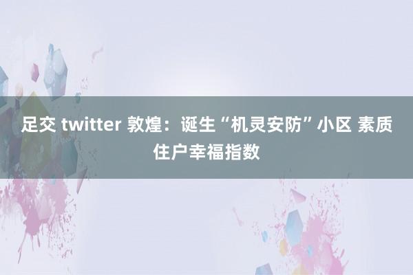 足交 twitter 敦煌：诞生“机灵安防”小区 素质住户幸福指数