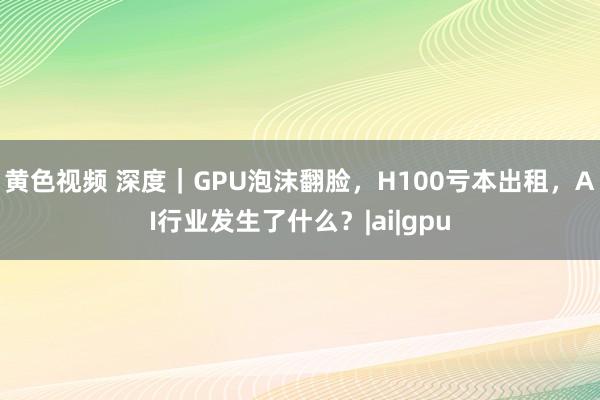 黄色视频 深度｜GPU泡沫翻脸，H100亏本出租，AI行业发生了什么？|ai|gpu